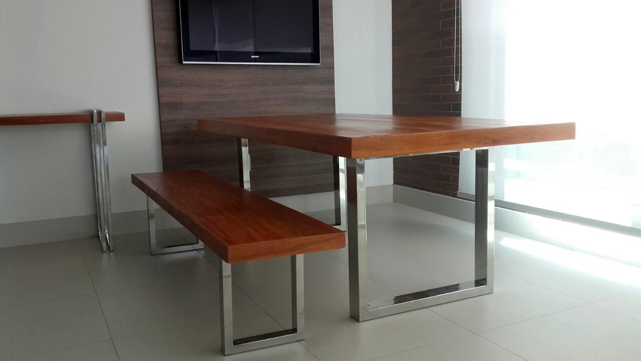 Mesa de Jantar com Banco u2013 Madeira Demoliç u00e3o e pés em Aço Inox Império Lazer Adesivo Olhinhos Unicornio ~ Mesa de Jantar com Banco u2013 Madeira Demoliç u00e3o e pés em Aço Inox Império Lazer